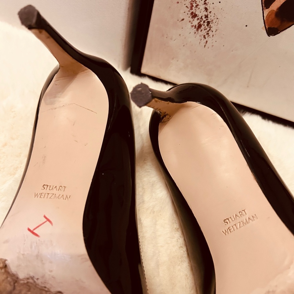 Stuart Weitzman patent leather black pointed heels Size 9.5 - Picture 8 of 15